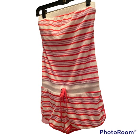 Y2K SEXY HTF TERRYCLOTH STRAPLESS STRIPED ROMPER JUMPSUIT PLAYSUIT ⭐️⭐️⭐️⭐️⭐️ - Picture 13 of 16